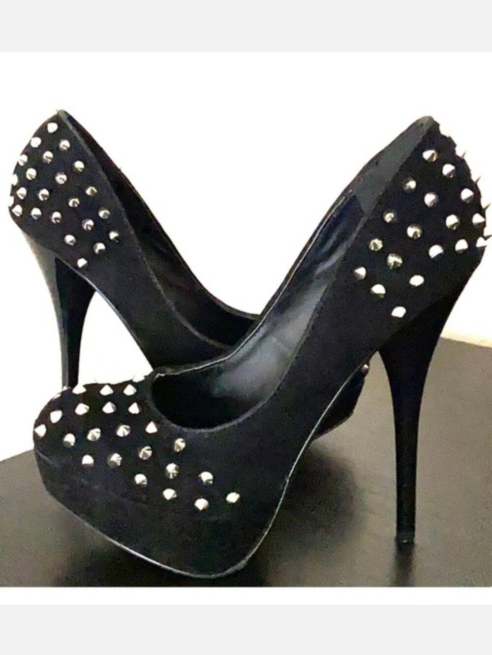 Shoe Dazzle | Ezra Black Studded Platform High Heel Pumps